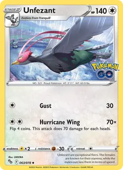 Unfezant — Pokémon GO #063, 2022. Illustrated by GIDORA.