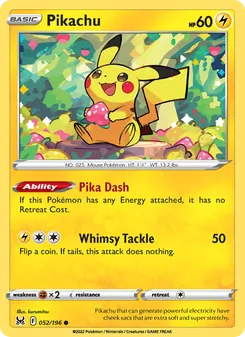Pikachu — Lost Origin #052, 2022. Illustrated by kurumitsu.