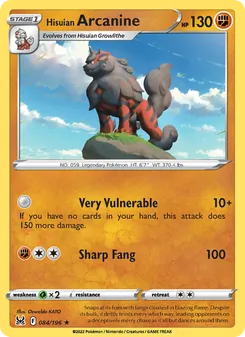 Hisuian Arcanine — Lost Origin #084, 2022. Illustrated by Oswaldo KATO.