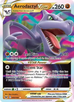 Aerodactyl VSTAR — Lost Origin #093, 2022. Illustrated by 5ban Graphics.