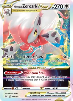 Hisuian Zoroark VSTAR — Lost Origin #147, 2022. Illustrated by aky CG Works.
