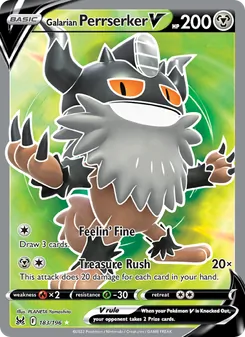Galarian Perrserker V — Lost Origin #183, 2022. Illustrated by PLANETA Yamashita.