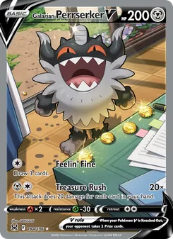 Galarian Perrserker V — Lost Origin #184, 2022. Illustrated by GOSSAN.