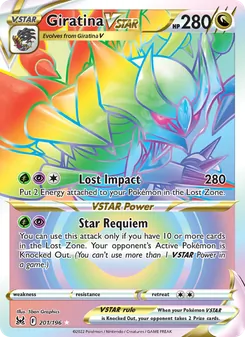 Giratina VSTAR — Lost Origin #201, 2022. Illustrated by 5ban Graphics.
