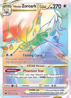Hisuian Zoroark VSTAR — Lost Origin #203, 2022. Illustrated by aky CG Works.