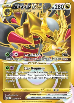 Giratina VSTAR — Lost Origin #212, 2022. Illustrated by 5ban Graphics.