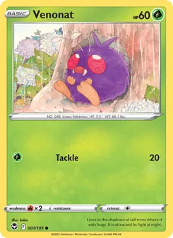 Venonat — Silver Tempest #001, 2022. Illustrated by Sekio.