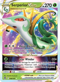 Serperior VSTAR — Silver Tempest #008, 2022. Illustrated by PLANETA Mochizuki.