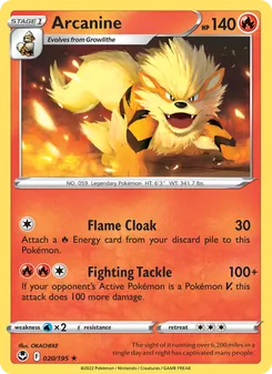 Arcanine — Silver Tempest #020, 2022. Illustrated by OKACHEKE.
