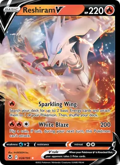 Reshiram V — Silver Tempest #024, 2022. Illustrated by N-DESIGN Inc..