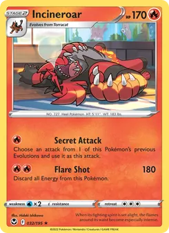 Incineroar — Silver Tempest #032, 2022. Illustrated by Hideki Ishikawa.