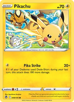 Pikachu — Silver Tempest #049, 2022. Illustrated by Souichirou Gunjima.