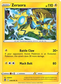 Zeraora — Silver Tempest #056, 2022. Illustrated by GOSSAN.