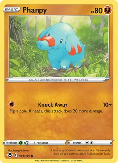 Phanpy — Silver Tempest #091, 2022. Illustrated by Naoyo Kimura.