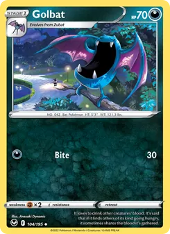 Golbat — Silver Tempest #104, 2022. Illustrated by Anesaki Dynamic.