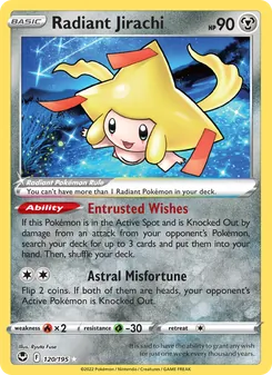 Radiant Jirachi — Silver Tempest #120, 2022. Illustrated by Ryuta Fuse.