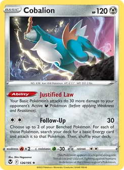 Cobalion — Silver Tempest #126, 2022. Illustrated by Shin Nagasawa.