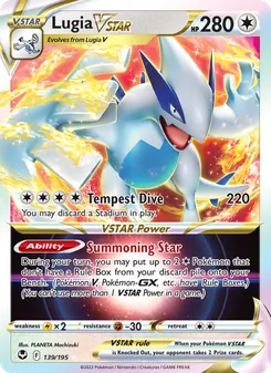 Lugia VSTAR — Silver Tempest #139, 2022. Illustrated by PLANETA Mochizuki.