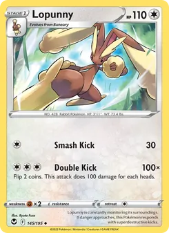 Lopunny — Silver Tempest #145, 2022. Illustrated by Ryuta Fuse.