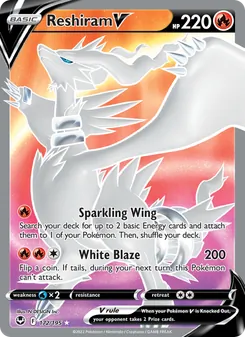 Reshiram V — Silver Tempest #172, 2022. Illustrated by N-DESIGN Inc..