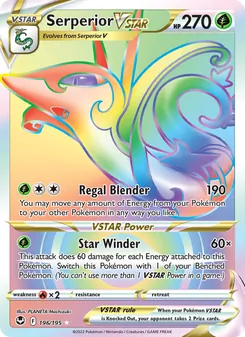 Serperior VSTAR — Silver Tempest #196, 2022. Illustrated by PLANETA Mochizuki.