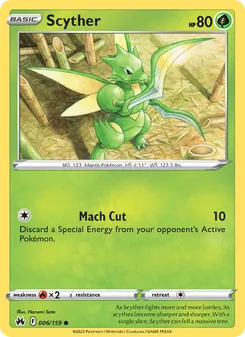 Scyther — Crown Zenith #006, 2023. Illustrated by Narumi Sato.