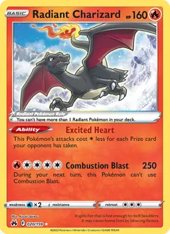 Radiant Charizard — Crown Zenith #020, 2023. Illustrated by Kouki Saitou.