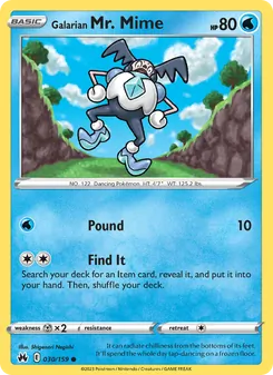 Galarian Mr. Mime — Crown Zenith #030, 2023. Illustrated by Shigenori Negishi.