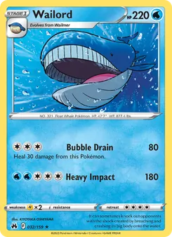 Wailord — Crown Zenith #032, 2023. Illustrated by KIYOTAKA OSHIYAMA.