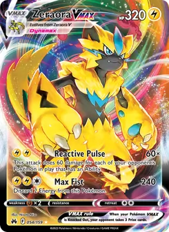 Zeraora VMAX — Crown Zenith #054, 2023. Illustrated by Nisota Niso.