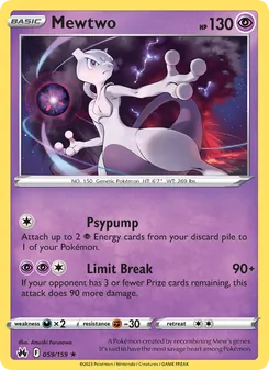 Mewtwo — Crown Zenith #059, 2023. Illustrated by Atsushi Furusawa.