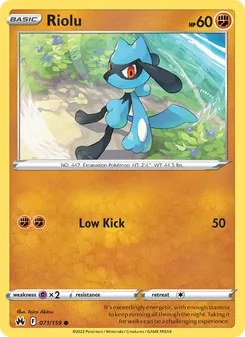 Riolu — Crown Zenith #071, 2023. Illustrated by Taira Akitsu.