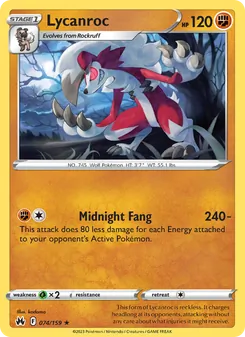 Lycanroc — Crown Zenith #074, 2023. Illustrated by kodama.