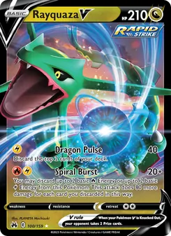 Rayquaza V — Crown Zenith #100, 2023. Illustrated by PLANETA Mochizuki.