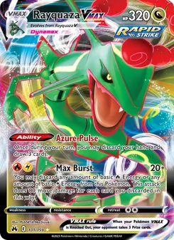 Rayquaza VMAX — Crown Zenith #101, 2023. Illustrated by PLANETA Mochizuki.