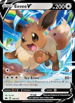 Eevee V — Crown Zenith #108, 2023. Illustrated by You Iribi.