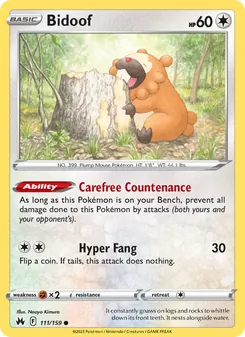 Bidoof — Crown Zenith #111, 2023. Illustrated by Naoyo Kimura.
