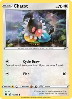 Chatot — Crown Zenith #112, 2023. Illustrated by sui.