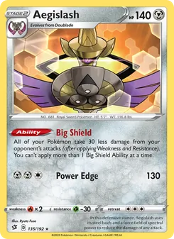 Aegislash — Rebel Clash #135, 2020. Illustrated by Ryuta Fuse.