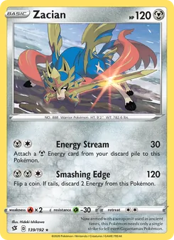Zacian — Rebel Clash #139, 2020. Illustrated by Hideki Ishikawa.