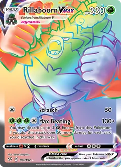 Rillaboom VMAX — Rebel Clash #193, 2020. Illustrated by 5ban Graphics.