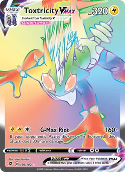 Toxtricity VMAX — Rebel Clash #196, 2020. Illustrated by 5ban Graphics.