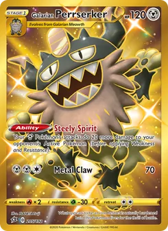 Galarian Perrserker — Rebel Clash #205, 2020. Illustrated by PLANETA Tsuji.