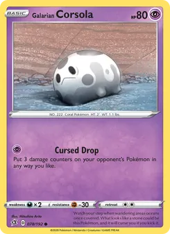 Galarian Corsola — Rebel Clash #78, 2020. Illustrated by Mitsuhiro Arita.
