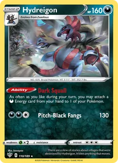 Hydreigon — Darkness Ablaze #110, 2020. Illustrated by kawayoo.