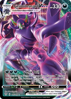 Grimmsnarl VMAX — Darkness Ablaze #115, 2020. Illustrated by 5ban Graphics.