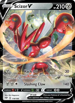 Scizor V — Darkness Ablaze #118, 2020. Illustrated by Shin Nagasawa.