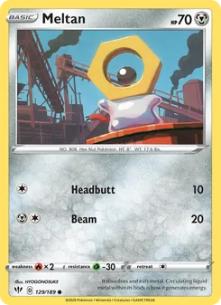 Meltan — Darkness Ablaze #129, 2020. Illustrated by HYOGONOSUKE.