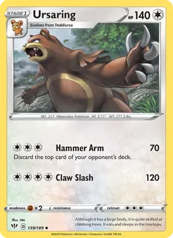 Ursaring — Darkness Ablaze #139, 2020. Illustrated by Uta.