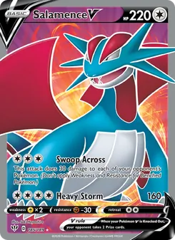 Salamence V — Darkness Ablaze #185, 2020. Illustrated by Saki Hayashiro.